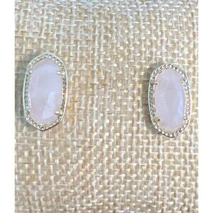 Kendra Scott Ellie Rose Quartz Stud Earrings Gold Plated Metal Pierced .75" NWOT
